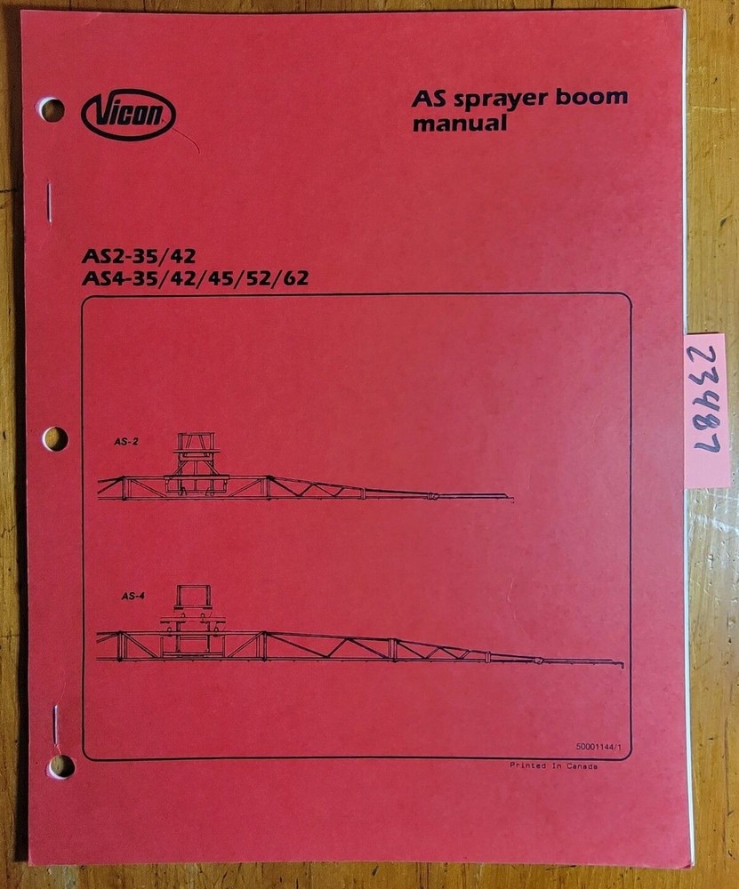 Vicon AS-235 AS2-42 AS4-35 AS4-42 AS4-45 AS4-52 AS4-62 AS Sprayer Boom Op Manual