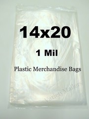 100 Large Merchandise Bags 14”x 20” Clear 1 Mil Product / Apparel Bags 14×20