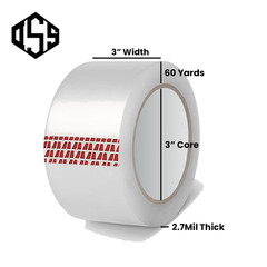 3″ Heavy Duty 2.7mil Clear Shipping Packing Moving Tape, 60 Yards Per Roll