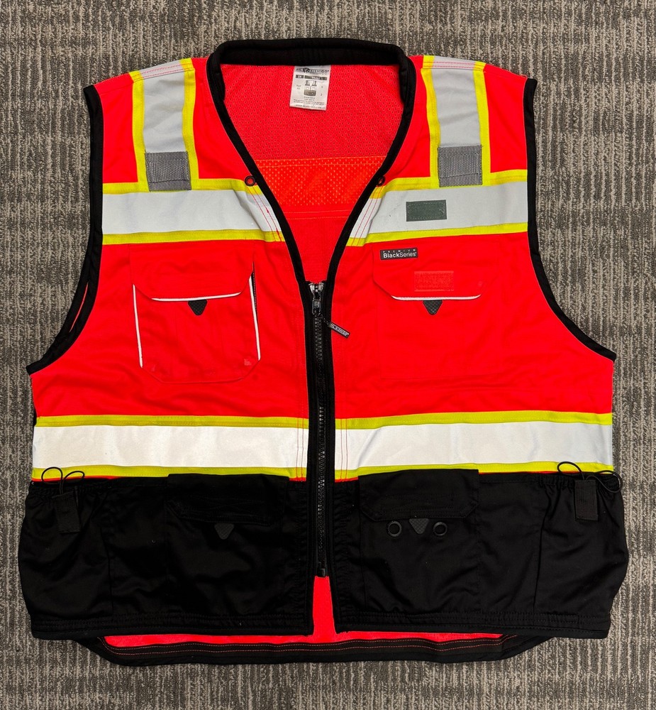 ML Kishigo Safety Vest 3X XXXL S5702 Premium Black Series Class 2 Hi Vis Orange