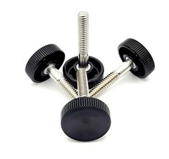 1/4″-20 x 1 1/2″ Knurled Thumb Screw Bolts Stainless Steel Black Round Knob