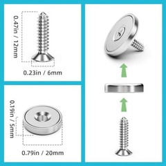 16Pack 40LBS Strong Magnets with Holes, Round Cup Magnets with Screws for Wall M