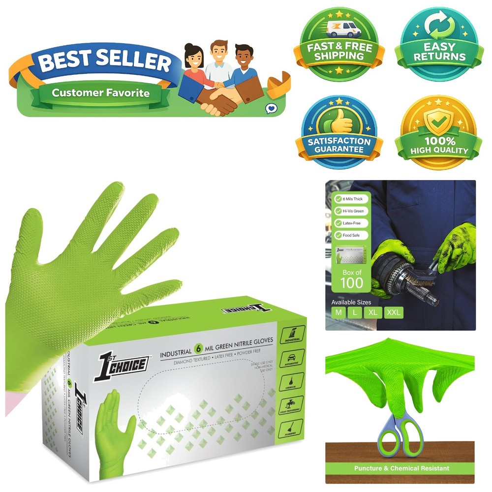 Ambidextrous 6 Mil Nitrile Gloves – Durable and Latex-Free for Mechanics (XL)