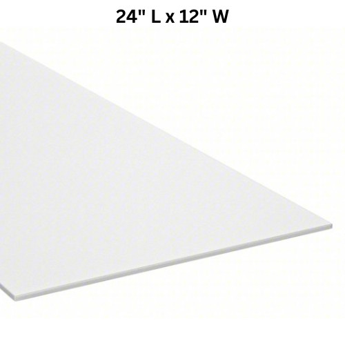 1/16″ Thick UHMW Plastic Sheet 24″ L x 12″ W Off-White Opaque