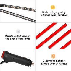 12V 48 LED Car Interior Strip Light Under Dash Ambient USB White Cigarette Plug