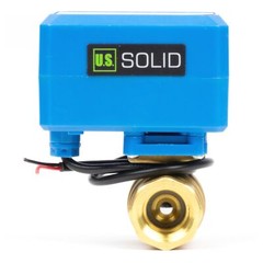 U. S. Solid Motorized Ball Valve w/ 2 Signal Lights 1/2in Brass NC Blue Casing