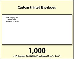 1000 Custom Printed #10 Commercial Regular Envelopes Full Color Digital Printing