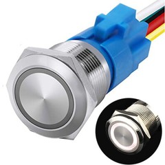 19mm Waterproof LATCH ON/OFF Stainless Steel Push Button Switch 12V LED