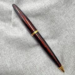 WATERMAN Carène Marine Amber Ballpoint Pen Gold Trim Blue Ink France *READ*