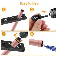 13x 1/4″-3/4″ HVAC Swaging Tool Drill Bit Copper Pipe Expander Deburring Scraper