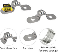 50PCS M8 Two Hole Strap U Bracket, Stainless Steel Pipe Clamp, Rigid Conduit Sup