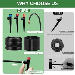 230FT Drip Irrigation System for Garden with 38pcs Adjustable Copper Nozzles …