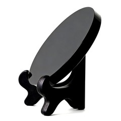 Fhnp367 Large Black Obsidian Scrying Mirror Stand Round Smoth Natural Crystal