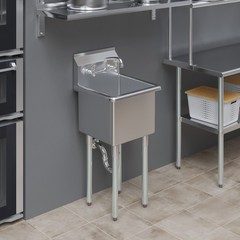 18 in. x 18.5 in. Stainless Steel Utility Sink With 15 in. x 15 in. x 13 in.