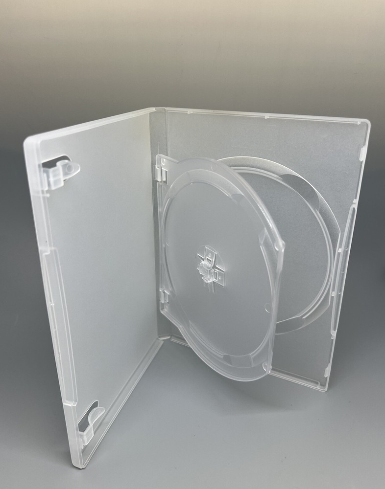 SALE! 3 PCS NEW 14MM Double (2) DVD Case With Swing Tray, Sleeve, Frosty Clear
