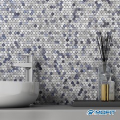 M MOFIT Small Penny Round Peel and Stick Backsplash Tile 10 Sheets Blue