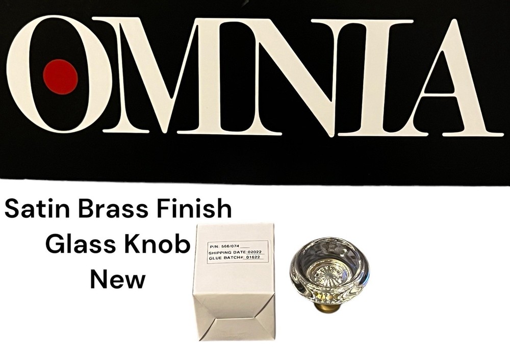 Omnia 566/07.US4 Traditional Glass Passage Door Knob Satin Brass Finish 1 NOS