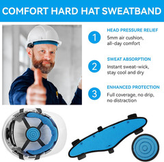 Hard Hat Sweatband and Top Pad for Safety Helmet, Washable Hard Hat Cooling Line