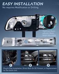 Black Housing Headlights for 1998-2005 Chevy Blazer S10 Pickup Plug and Play