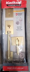 Kwikset Prava Front Door Lock Handleset Deadbolt Entry Lever Handle Satin Brass