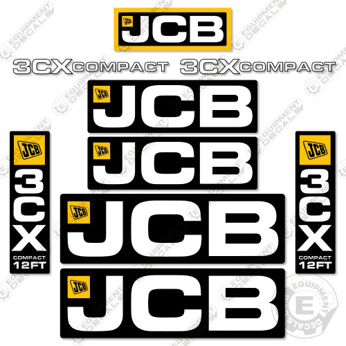 Fits JCB 3CX 12FT COMPACT Decal Kit Backhoe – 7 YEAR OUTDOOR 3M VINYL!
