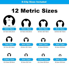 324Pcs C Clips & E Clips Assortment Kit 24 Sizes C Clip 5mm–16mm & E Clip