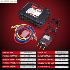 Digital Manifold Gauge, HVAC Refrigerants Digital AC Gauges Set with 2 Thermomet