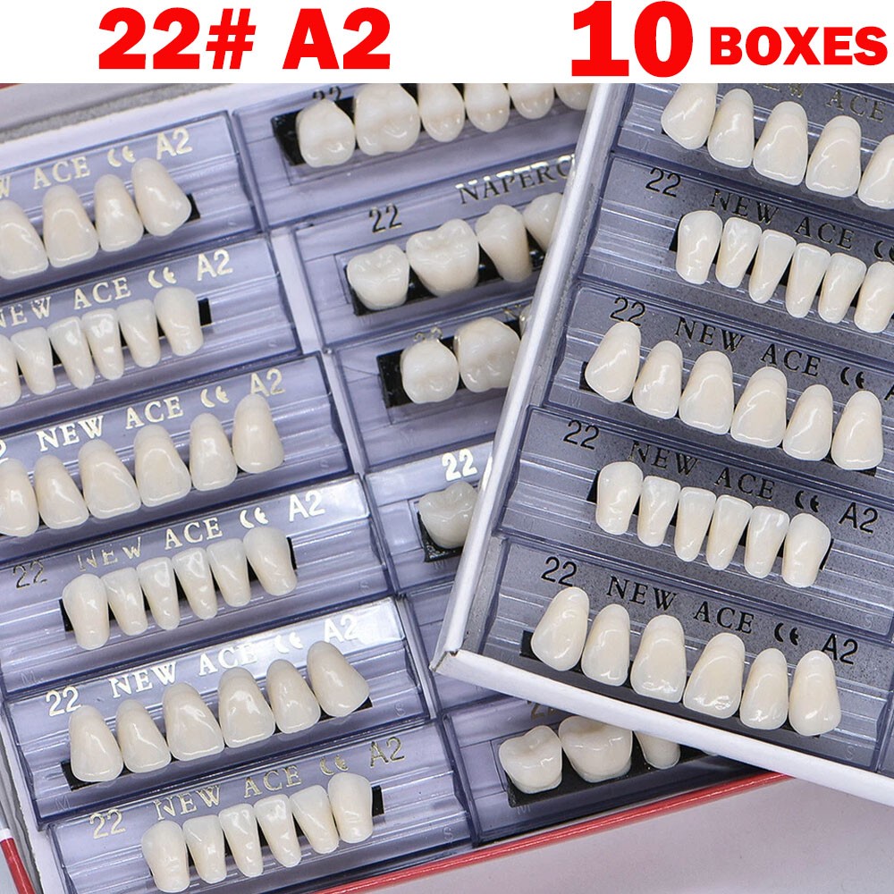 10Boxes Dental Acrylic Resin Denture 22#A2 Full Sets Teeth Upper Lower Shade USA