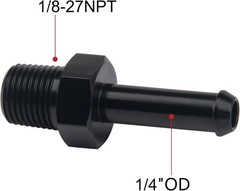 1/8″ NPT Male to 1/4″ Barb Fitting Adapter Straight Aluminum Black