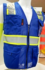 FX Two Tone High Visibility Reflective Blue Safety Vest W/ ID POCKET(Small-2XL)