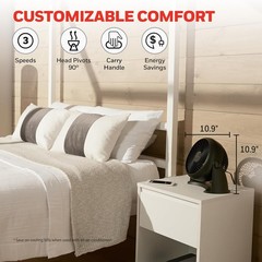 Honeywell HT900 TurboForce Tabletop Fan, 3 Speeds 90° Pivoting Head Black
