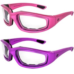 Birdz Eyewear Oriole A/F Padded Sunglasses Purple & Pink Frames w/ Clear Lenses