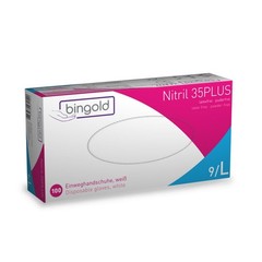 Bingold Disposable Gloves Nitrile 35PLUS, White L Cardboard Cleaning Gloves Gloves