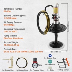 VEVOR Grease Pump Air Operated Grease Pump 0.6-0.8Mpa 13 ft Hose with Barrel Cap