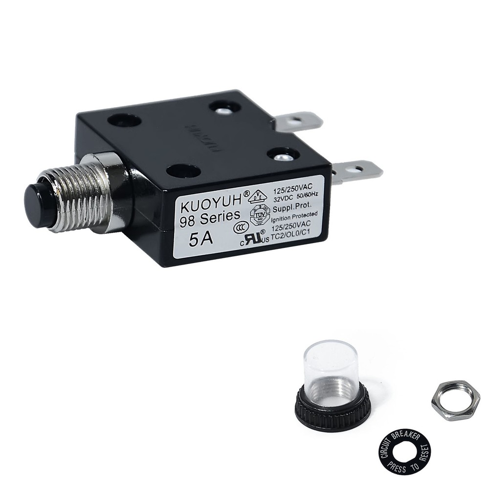 Universal 5 Amp Push Button Thermal Circuit Breaker 12-50V DC 125-250V Volt