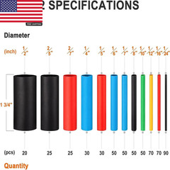 600 Pcs Heat Shrink Tubing Kit 2:1 Ratio Black/Red/Blue/Yellow/Green Electrical