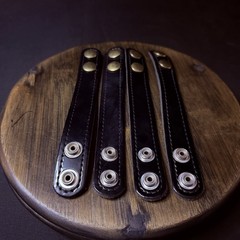 Duty Belt Keeper High Gloss Black Leather Brass Double Snaps 7.25” (Lot of 4)