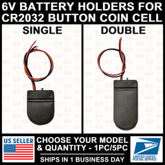 Battery Holder CR2032 Button Cell Case ON/OFF Switch Coin 6 Volt Output 2032 6V