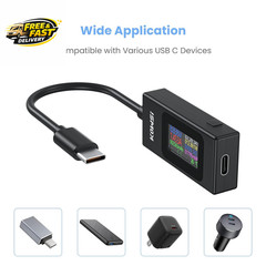 USB C Tester Power Meter 4-30V 0-6.5A Digital Multimeter, Type C Voltage and