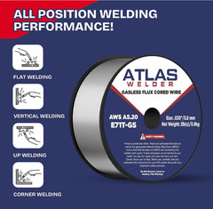 ATLASWELDER Flux Core Welding Wire, E71T-GS .030 Inch 2LB, Gasless Mild Steel