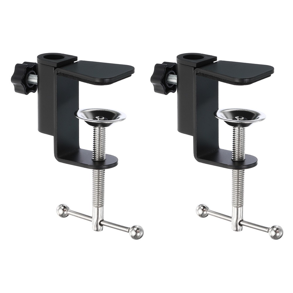 2Pcs 0.47″ Mount Dia. Universal C-Clamp Table Lamp Mic Arm Desk Clamp, Black