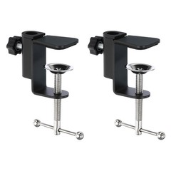 2Pcs 0.47″ Mount Dia. Universal C-Clamp Table Lamp Mic Arm Desk Clamp, Black