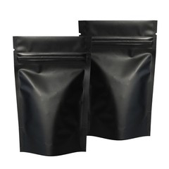 Variety of Sizes for 100pcs Matte Black Metallic Foil Stand-Up Resealable Bags