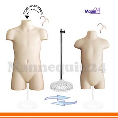 2 KIDS DRESS FORM MANNEQUINS – Flesh Child & Toddler SET + 2 Hangers & 1 Stand
