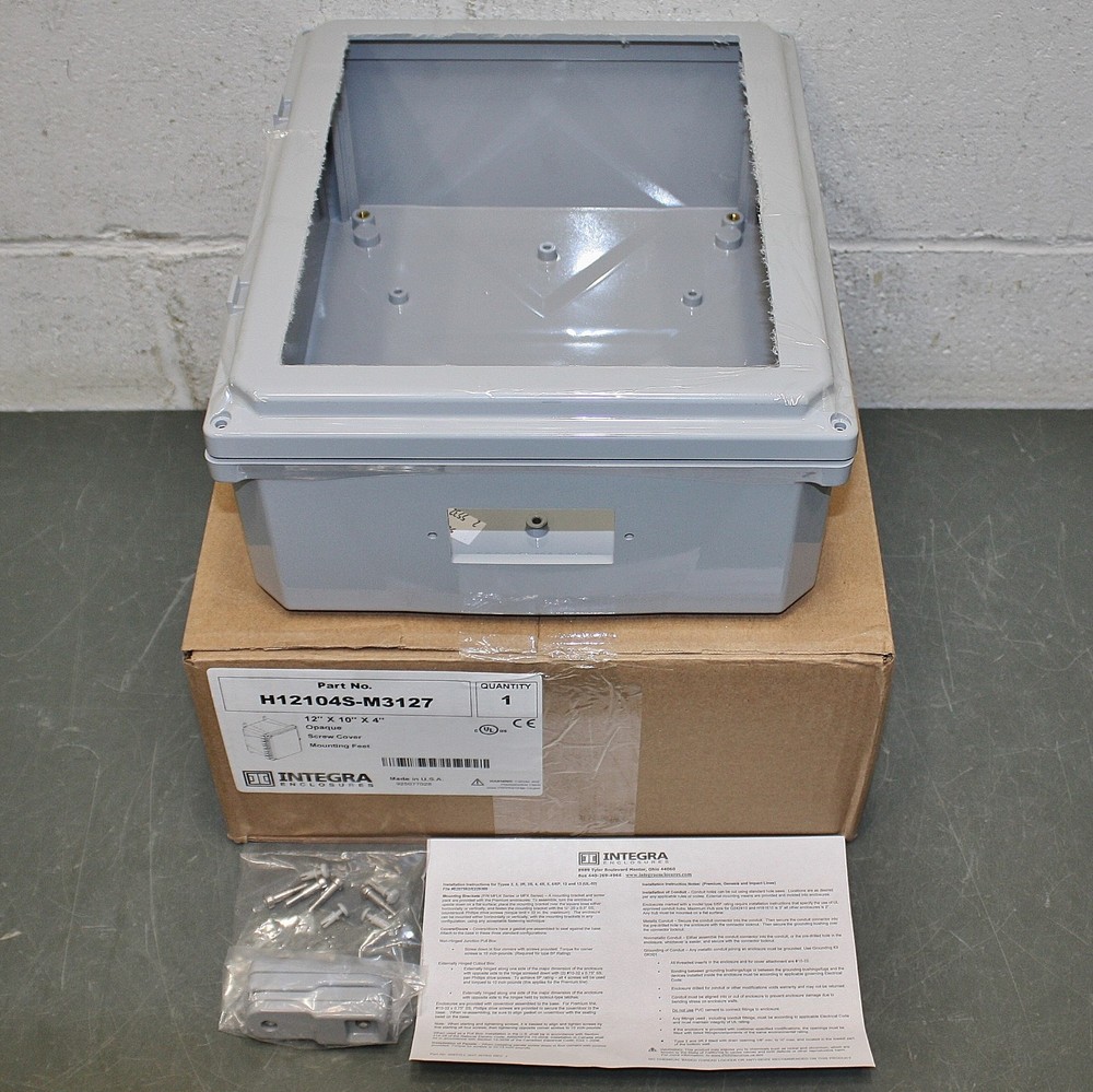 Integra Electrical Enclosure H12104S-M3127, 12″ x 10″ x 4″, Cutout 8″ x 10-1/4″