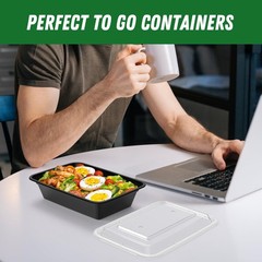Dealusy 50 Pack (100-Piece) 38 oz Meal Prep Containers Reusable 38 oz, Black