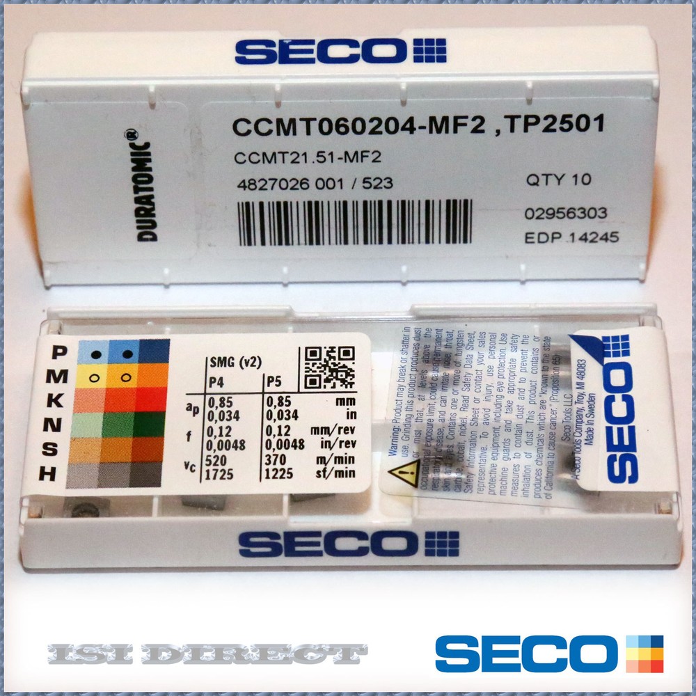 CCMT 21.51 MF2 TP2501 SECO ** 10 INSERTS ** FACTORY PACK **