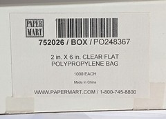 Clear Flat Bags 2 x 6″ – 1.2 Mil Polypropylene Bags, food grade; Quan: 1000