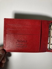 Filofax Portobello M2 Red Italian Leather 3 Ring Organizer Wallet Planner