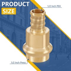 1/2Inch PEX Copper Press Fittings,1/2″ Press X 1/2″ PEX Crimp Coupling Adapte…